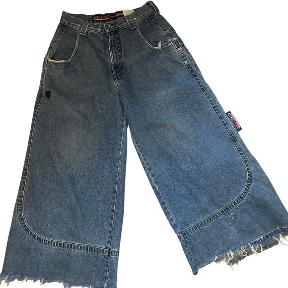 Vintage Y2K JNCO Jeans thrashed Kangaroo wide leg baggy skater distressed grunge - Picture 2 of 14